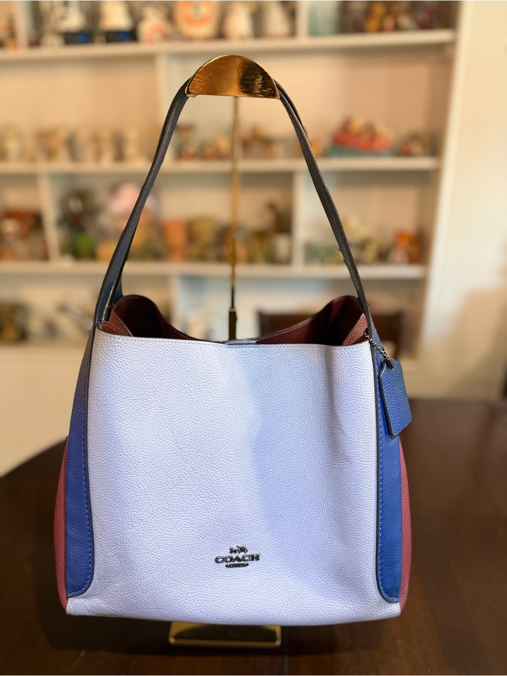 Coach Hadley Hobo in Colorblock- Gray, Blue & Burgundy